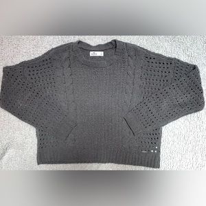 Hollister Dark Gray Chenille Cropped Sweater - Size: S